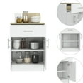 thumbnail image 2 of Base Pantry Cabinet - White/ Oak. One Drawer, Two Inner Shelves. 23.6"w X 15.9"d. Stores Pots, Pans, Kitchenware. Made Of Particle Board. Multicolor Oak Cabinet. Accommodates Kitchen Essentials., 2 of 2