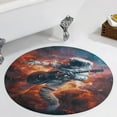 thumbnail image 4 of Astronauts Play Guitar in Space Soft Bedroom Round Area Rug, Washable Cute Nursery Circle Throw Mat, Non-Slip Contemporary Small Low Pile Floor Carpet for Dorm Bedside, 4 of 7