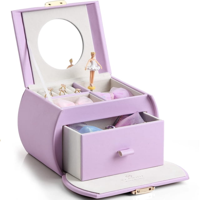 Caja de Joyería Musical Vlando con Bailarina y Cajón Morada