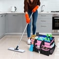 thumbnail image 3 of Cleaning Caddy Bag Heavy-Duty Organizer Tote for Housekeepers, Janitors & Home Cleaning Supplies with Adjustable Shoulder Strap & Multiple Pockets (Pink), 3 of 4