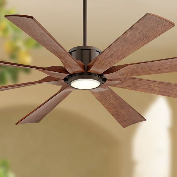 Light Led Dimmable Remote, Dark Brown Wood Ceiling Fan
