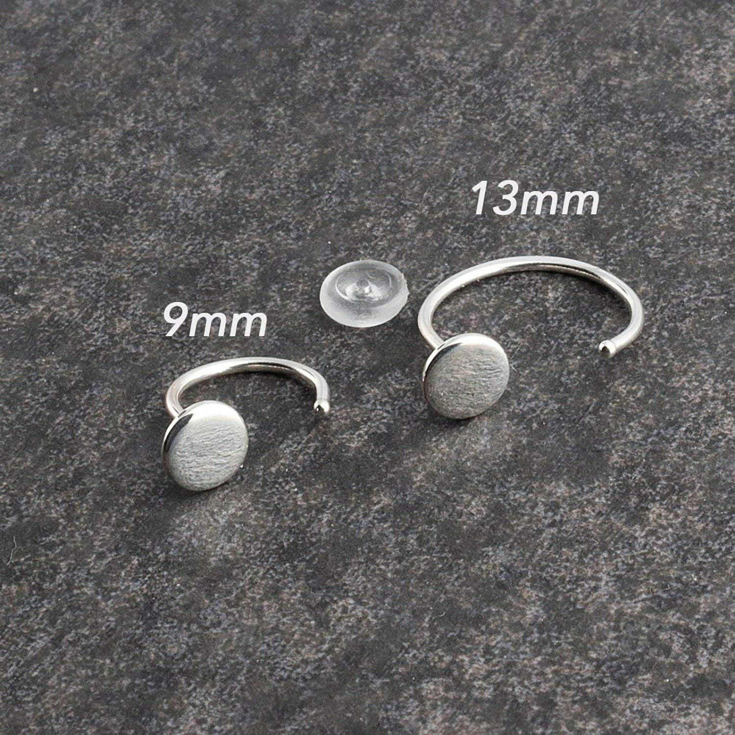 Half Huggie Silver Hoop Earrings for Women Tiny Cartilage Birthstone Stud Piercing Earring Hypoallergenic Screw Back Dainty Cartilage Hoops (Black Onyx 3mm / TW 20 Gauge)