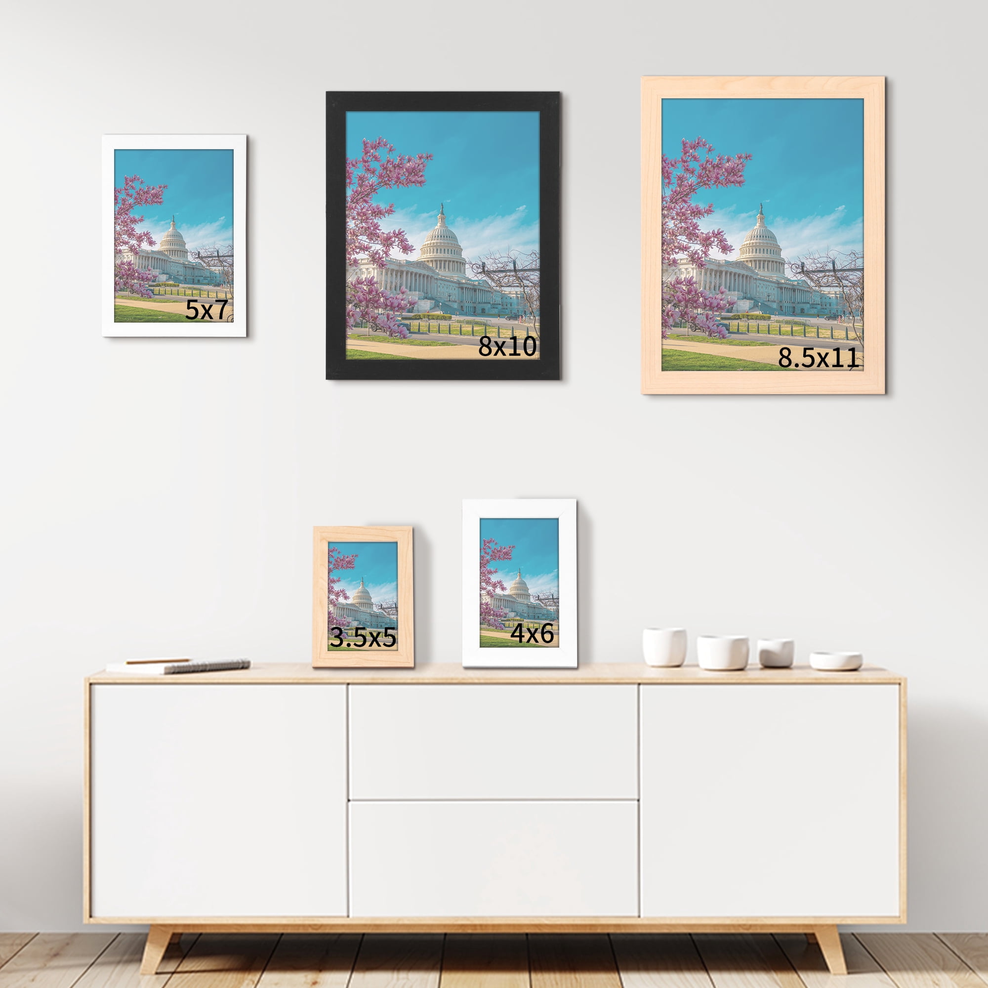Unique Bargains Picture Frame for Tabletop Wall Photo Frames White 4x6