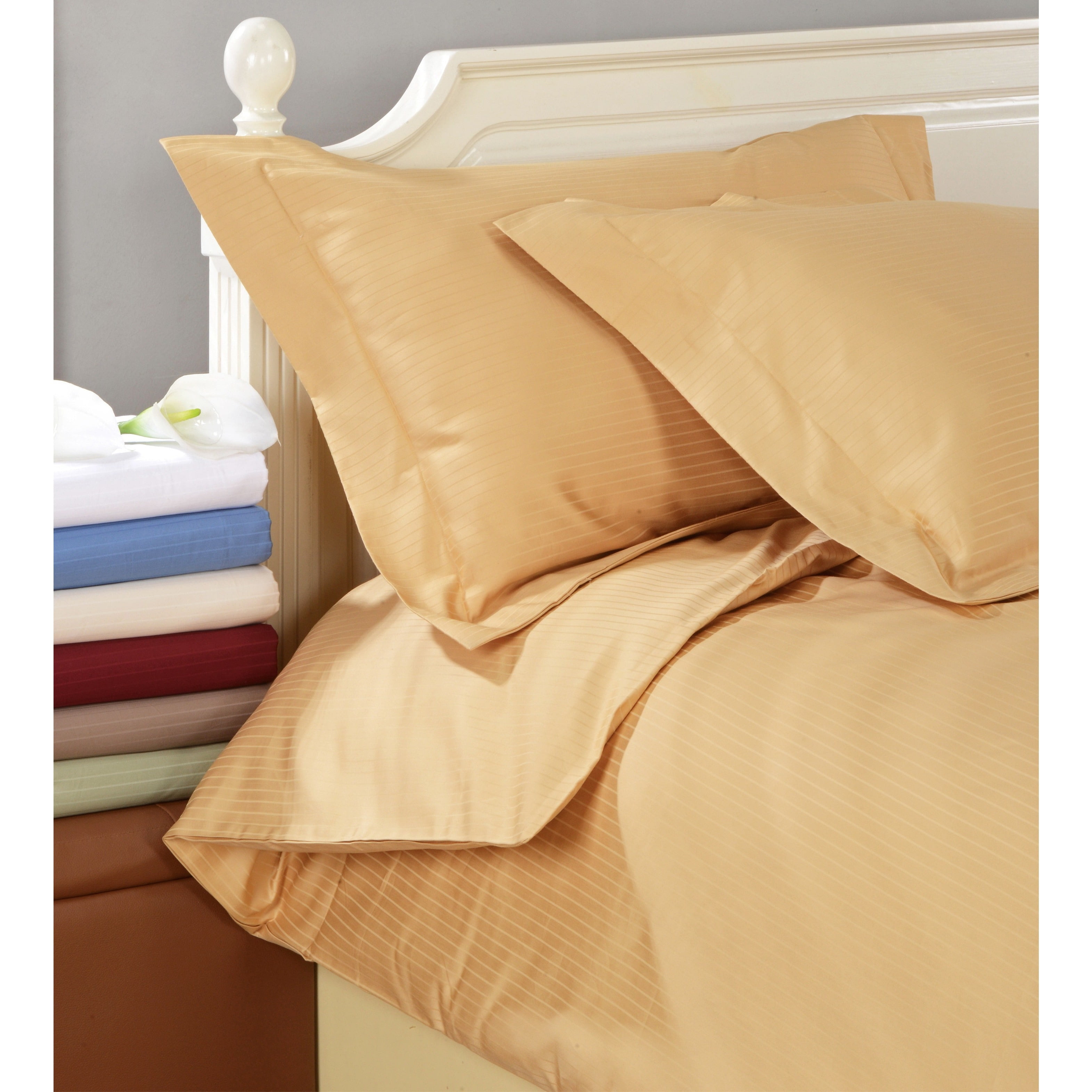 Complete Bedding Set Yellow Stripe Choose Sizes 1000 Thread Count Egypt Cotton