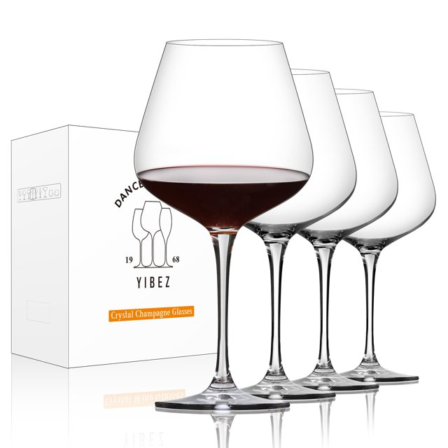 Juego de 4 copas de vino tinto YIBEZ Crystal, 680 ml, para inauguración de la casa