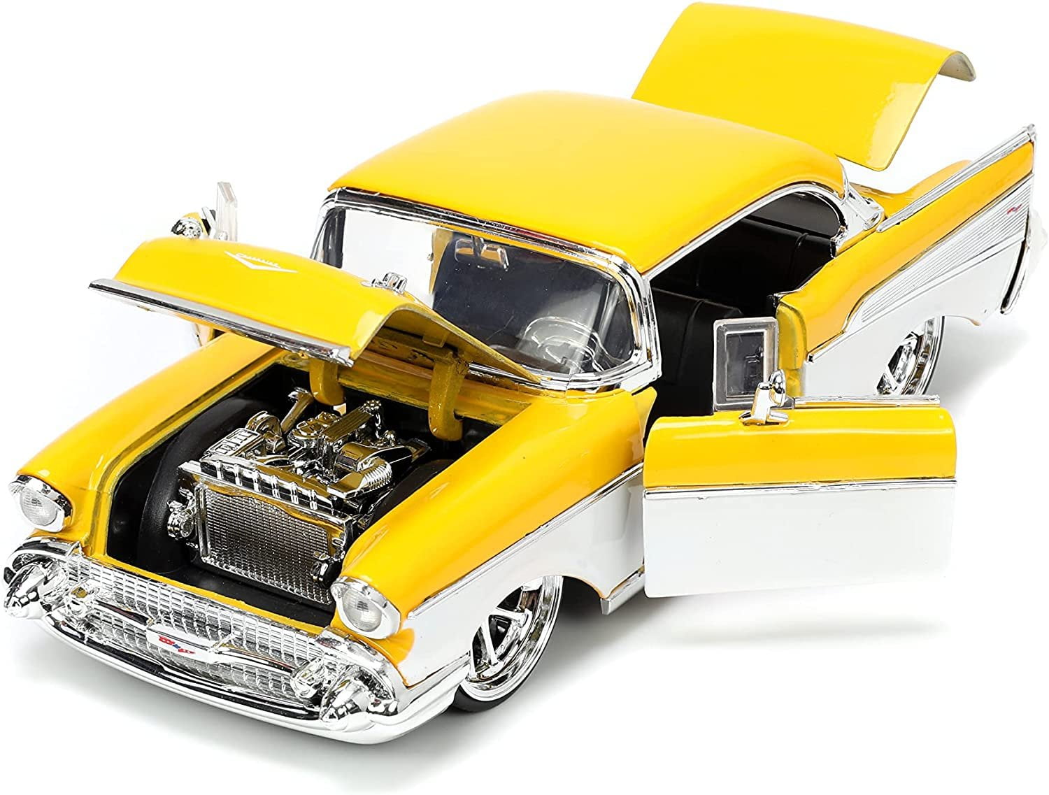 Jada Toys Big Time Muscle 1:24 1957 Chevy Bel-Air Die-cast Car Yellow, Toys for Kids and Adults Jada Toys Big Time Muscle 1:24 1957 Chevy Bel-Air Die-cast Car Yellow, Toys for Kids and Adults