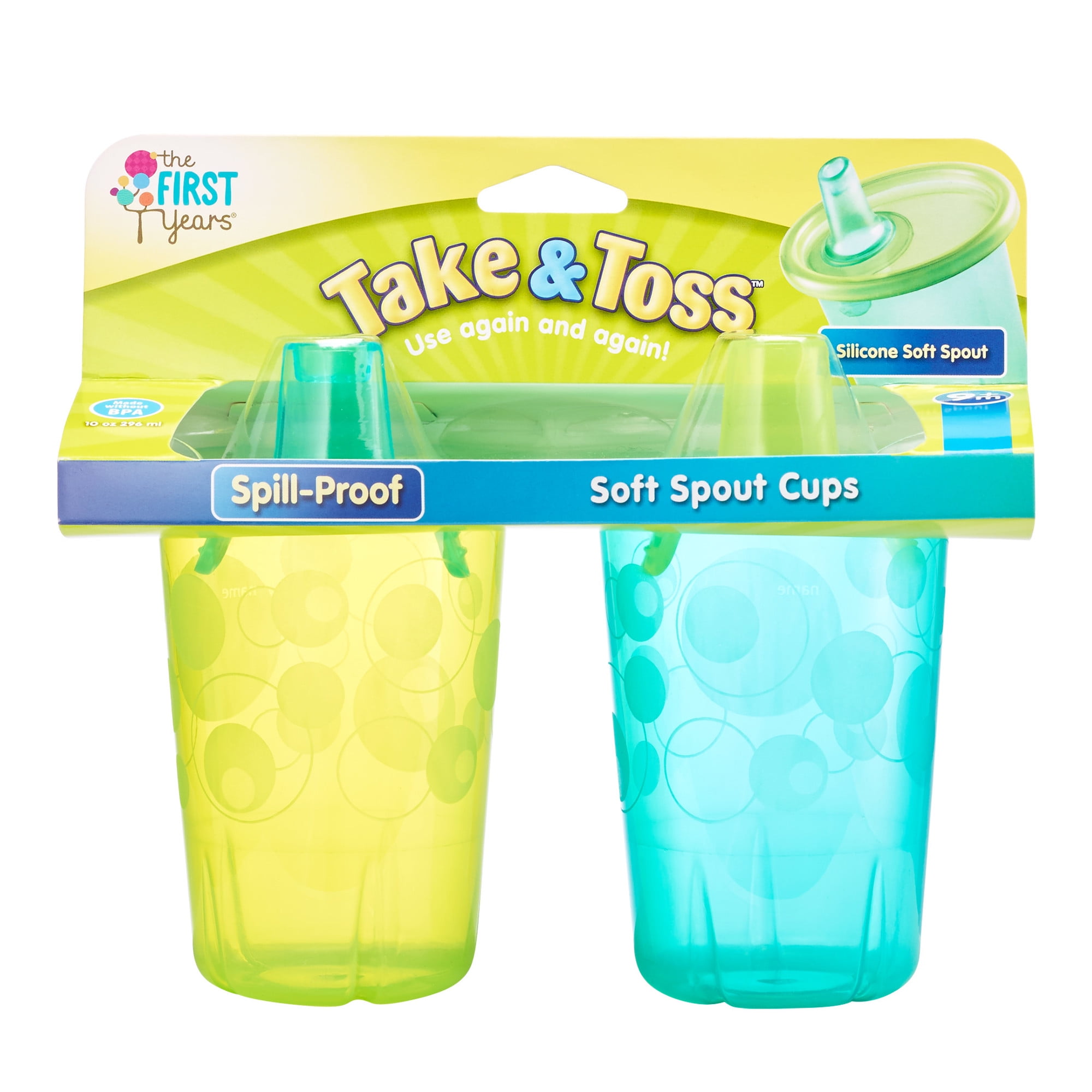 The First Years Take & Toss Spill-Proof Straw Cups With Snap on Lids, 18+  Months, 10oz, Pink, 4 Pk 