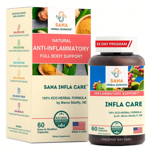 Infla Care Natural Joint & Muscle Support Supplement by Dr. Marco Sikaffy | 60 capsules | Sana Herbal Sciences