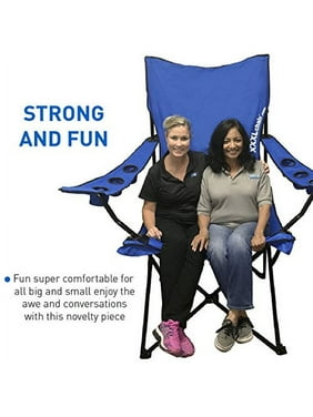 Easygoproducts Giant Oversized Big Portable Folding Tailgatingcampingsports Outdoor Chair W 6 Cup Holders Folds Into Carry Bag (Blue)