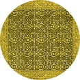 thumbnail image 1 of Ahgly Company Machine Washable Indoor Round Oriental Yellow Traditional Area Rugs, 5' Round, 1 of 4