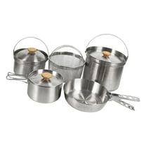 QccHieUs 5 Pieces Cooking Pot Kit Cookware Camping Pan Accessories Household for Picnic