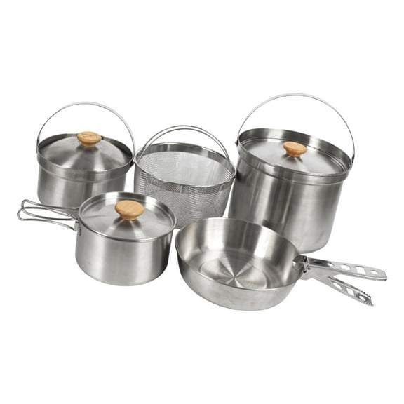 QccHieUs 5 Pieces Cooking Pot Kit Cookware Camping Pan Accessories Household for Picnic
