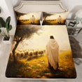 thumbnail image 2 of Homewish Rustic Sheep Animal Queen Sheet Sets, Psychedelic Christian Flat Sheet, Bible Verses Theme Queen Fitted Sheet, Microfiber Bedroom Decor, 4-Piece, 2 of 7