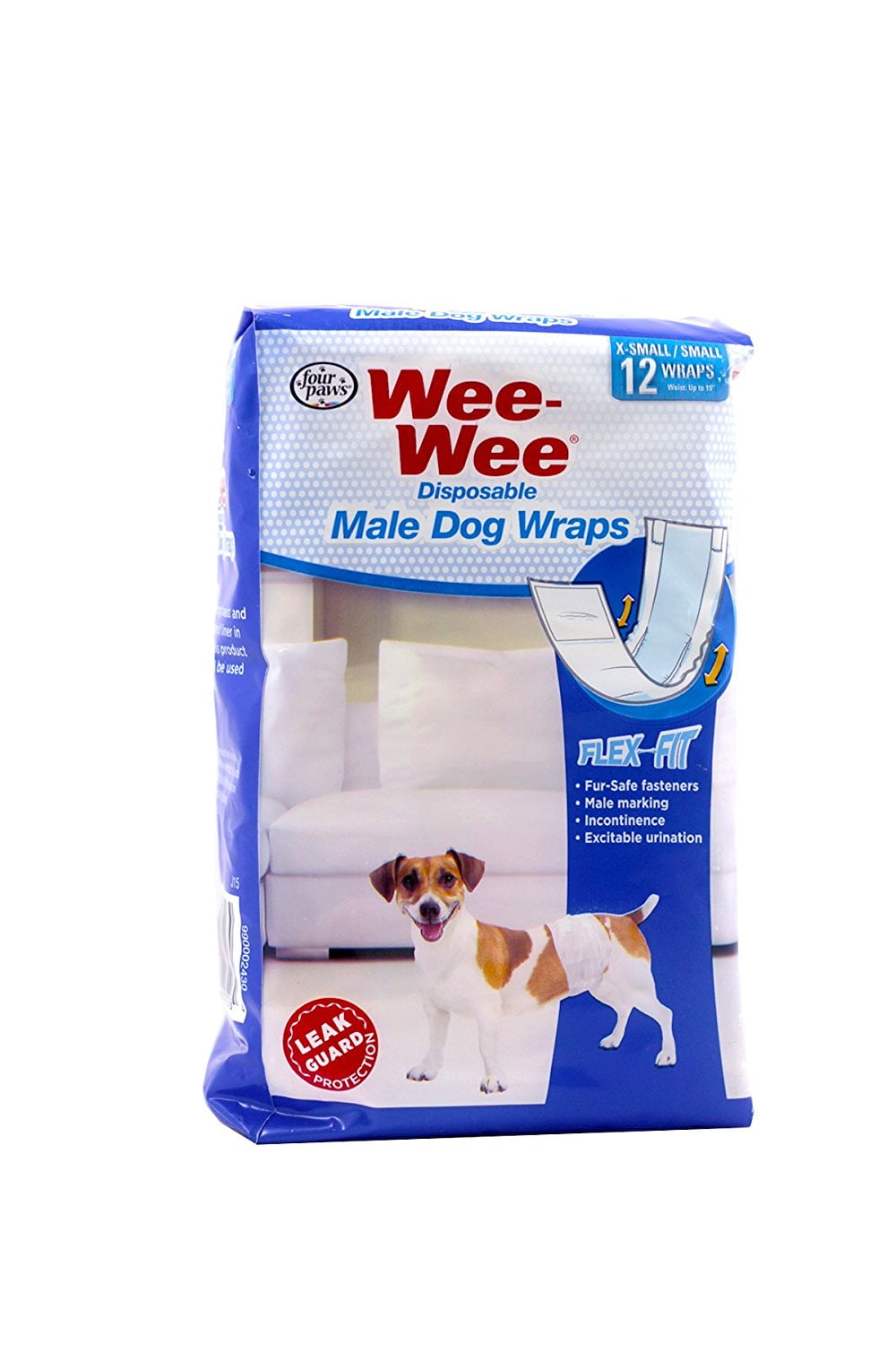 Four Paws Wee Wee Disposable Male Dog Wraps Xsmall/small Fits