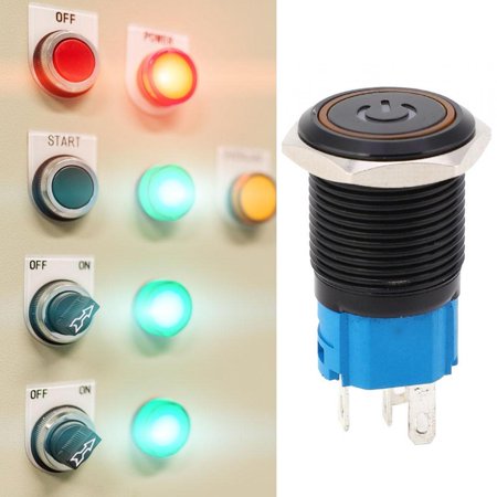 

OTVIAP Switch Pratical Metal Switch Durable With LED Lamp And Symbol Waterproof Black For 1No1Nc 2PCS Good Touch