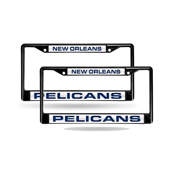 New Orleans Basketball Pelicans Black Metal (Set of 2) Laser Cut License Plate Frames