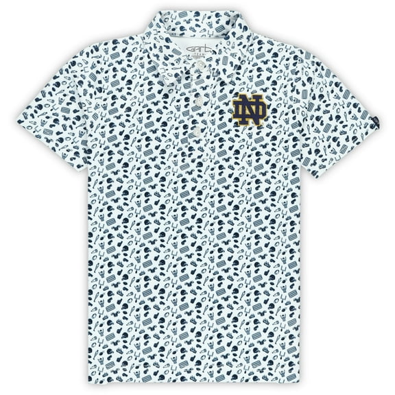 Toddler Garb White/Navy Notre Dame Fighting Irish Tom Allover Print Performance Polo