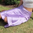 thumbnail image 2 of Skirt spring and summer drape satin mid-length high waist bag hip A-line skirt, 2 of 7