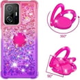 thumbnail image 3 of Case for Xiaomi 11T with Magnetic Ring Kickstand, Gradient Quicksand Glitter Flowing Liquid Floating Women Girls Cute Phone Case Clear TPU Cover for Xiaomi 11T Pro JB Pink Mauve, 3 of 14