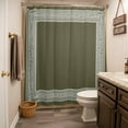 thumbnail image 5 of Xipuska Olive Green Greek Key Shower Curtain - Water Repellent Fabric Shower Curtains Washable, Geometric Greece Ancient Farmhouse Geo Decorative Cloth Bathroom Curtains Modern Bath Decor 72"x72", 5 of 6