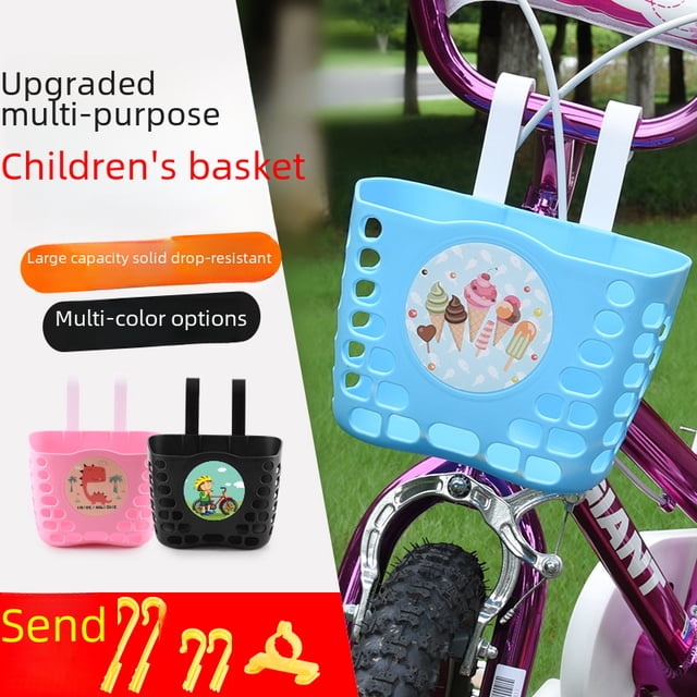 Kids' Multi-Purpose Front Storage Basket: Heavy-Duty Thickened Frame Accessory for Bicycles, Skateboards & Tricycles – Easy Installation, Safe & Durable Design with Quality Assurance (Orange Upgrade)