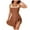 Coffee, variant on zaveiop Women One Piece Swimsuit Tummy Control Swim Dress Color Block Modest Bathing Suit Retro Swim Suit Skirt (Black, L)