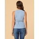 thumbnail image 4 of Blusa sin mangas Allegra K con Escote en V y lazo en la cintura Azul claro S, 4 of 5