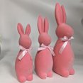 thumbnail image 2 of MORESEC under $5 3Pcs Flocked Bunny Figurine,Easter Themed Flocked Bow Standing Bunny Figurine, Pink Foam Decoration for Easter Day Party, Cute Home Tabletop Decor, 2 of 9
