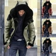 thumbnail image 6 of Men Fashion Cardigan Shirts Coat Men'S Wool Blend Coat Retro Street Plus Velvet Thick Hooded Collar Zipper Straight Leather Jacket Windbreaker For Outdoor, 6 of 9
