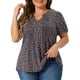 thumbnail image 1 of Blusas de verano casuales de manga corta con cuello en V y estampado floral para mujeres de tallas grandes Agnes Orinda 4X azul marino, 1 of 8