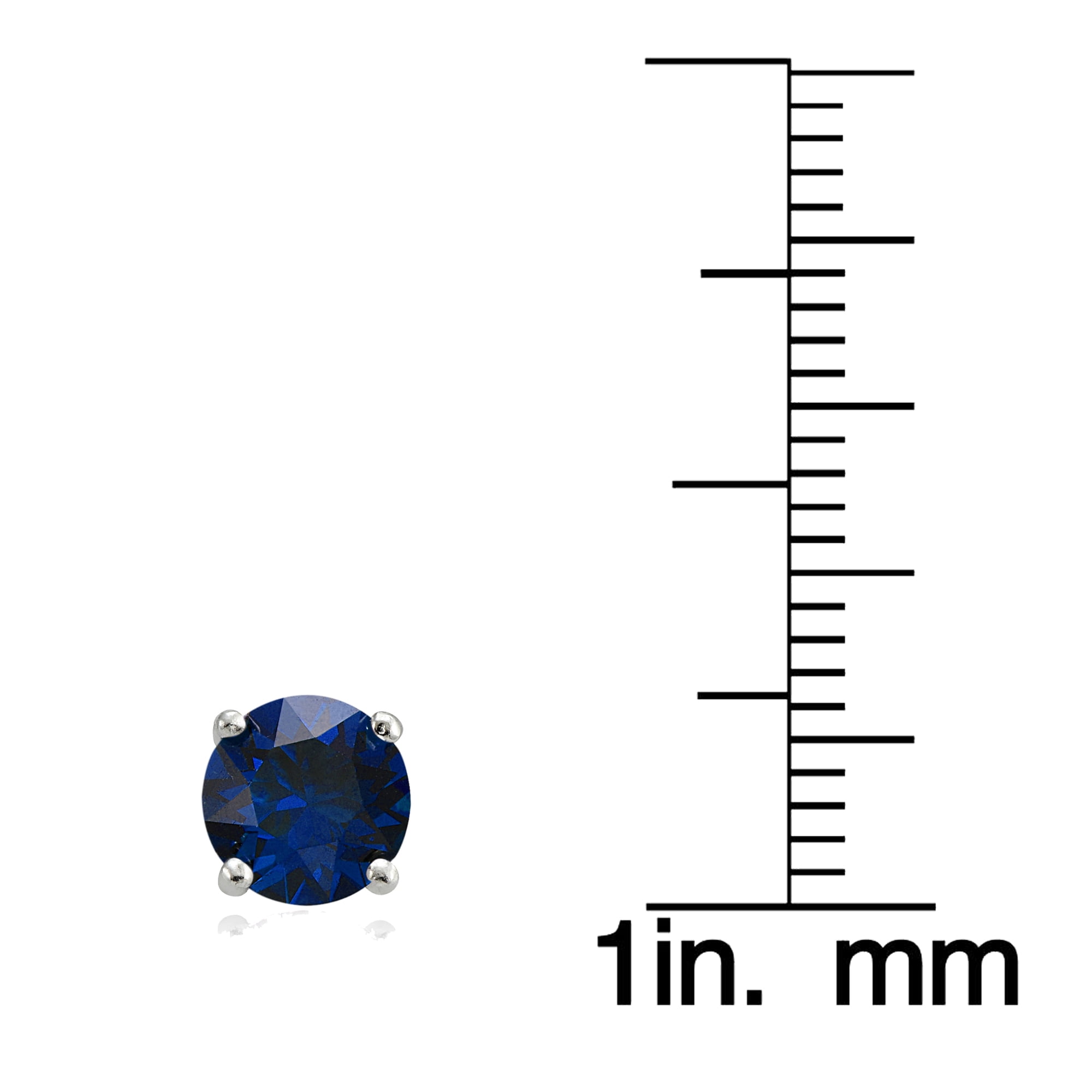 Created Blue Sapphire and White Topaz Sterling Silver Crown Stud Earrings