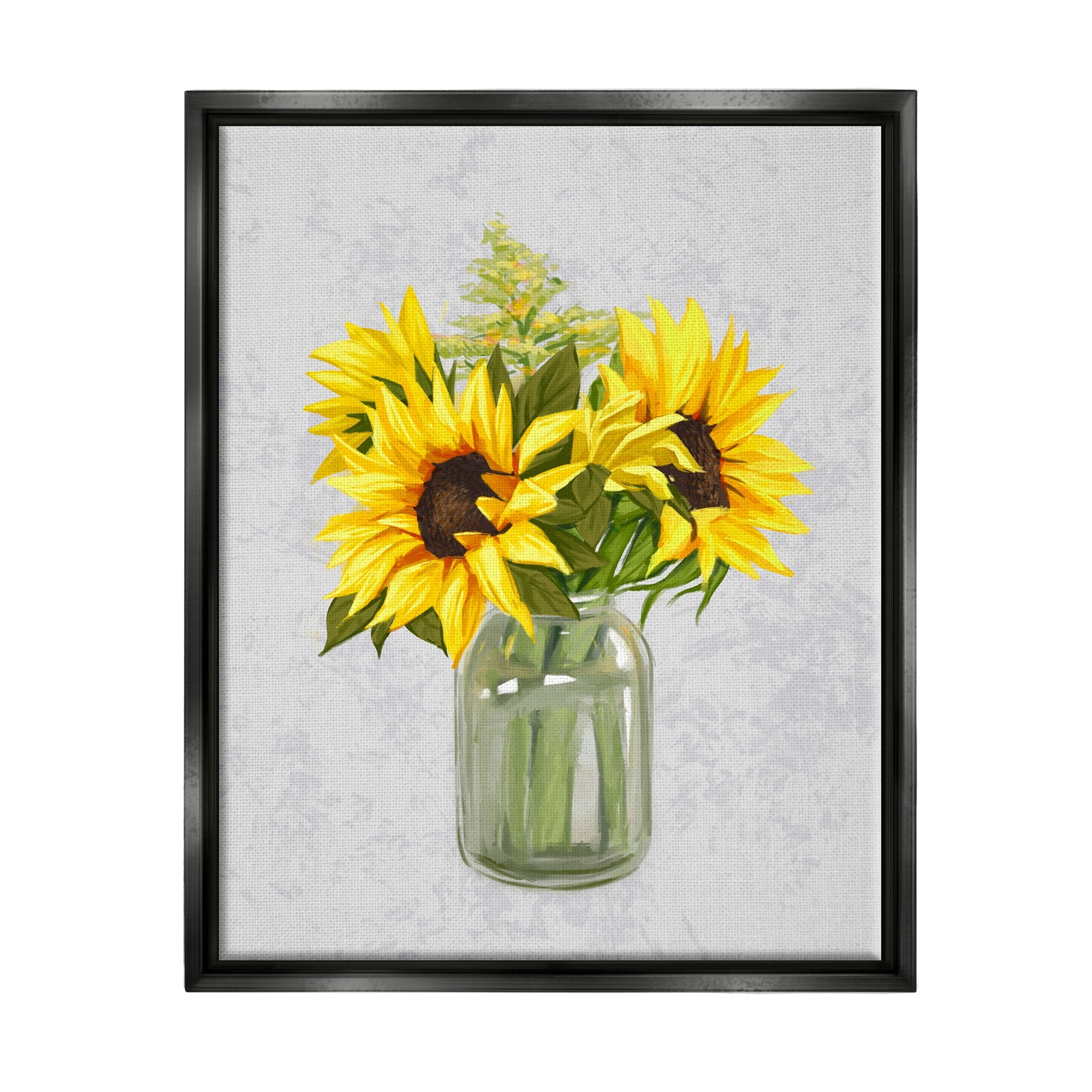 Stupell Industries Yellow Sunflower Blossoms Bouquet Blooming Country Petals Graphic Art Luster Gray Floating Framed Canvas Print Wall Art, Design by Ziwei Li