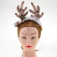 thumbnail image 3 of Novelty Adult Antlers on Headband, Christmas Party Accessories - Astas de reno de lentejuelas doradas, se describe Cuerno de reno de café con orejas Gloria Diadema de fiesta, 3 of 9