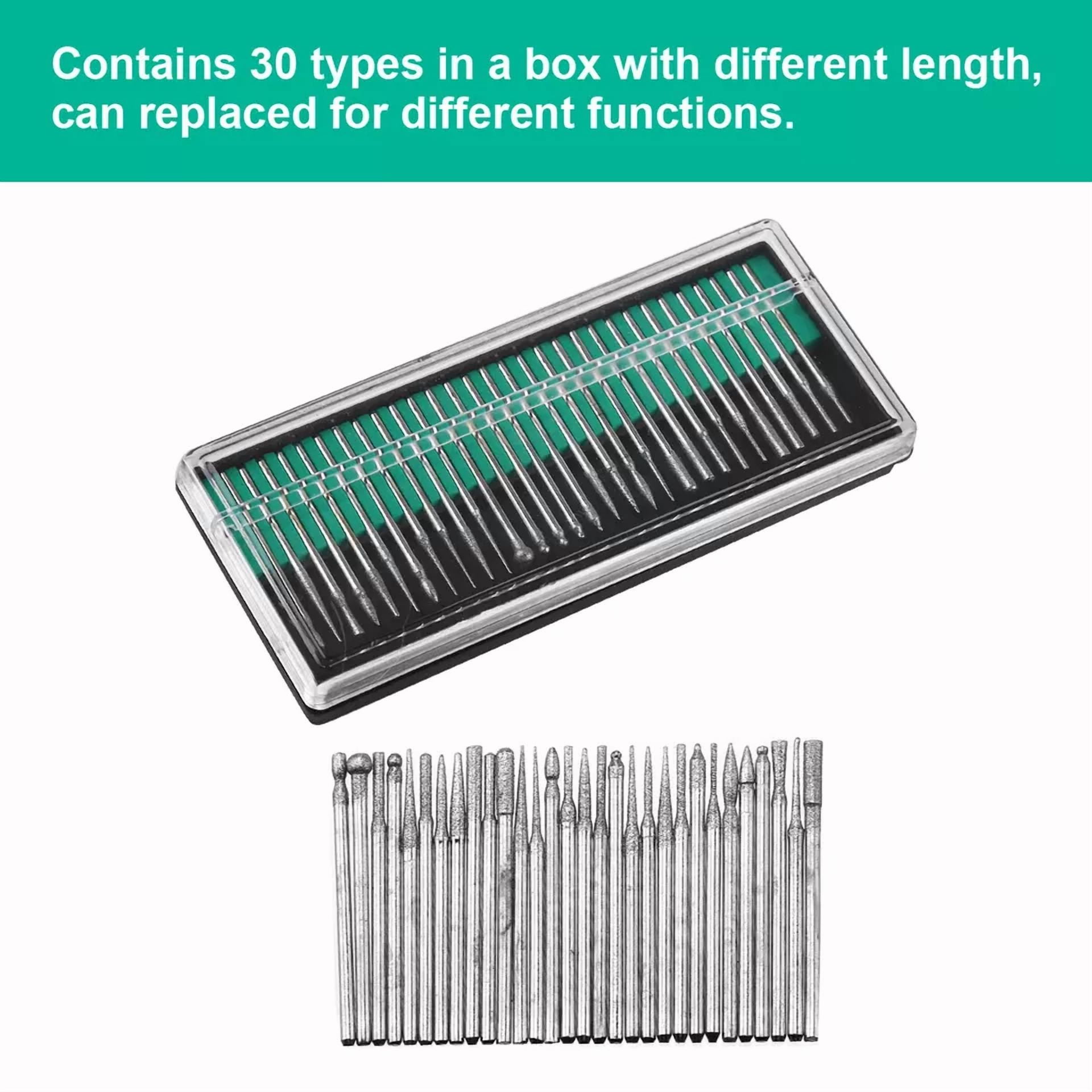 CIRCLE- 90Pcs 1/8" Diamond Burr Bits Drill Set Rotary Multi Tool Accessories For Dremel