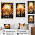 thumbnail image 4 of Designart "Moonlit Forest in Yellow and Black" Landscapes Framed Wall Art - Country Black Tree Hallway Framed Wall Art Decor, 4 of 6