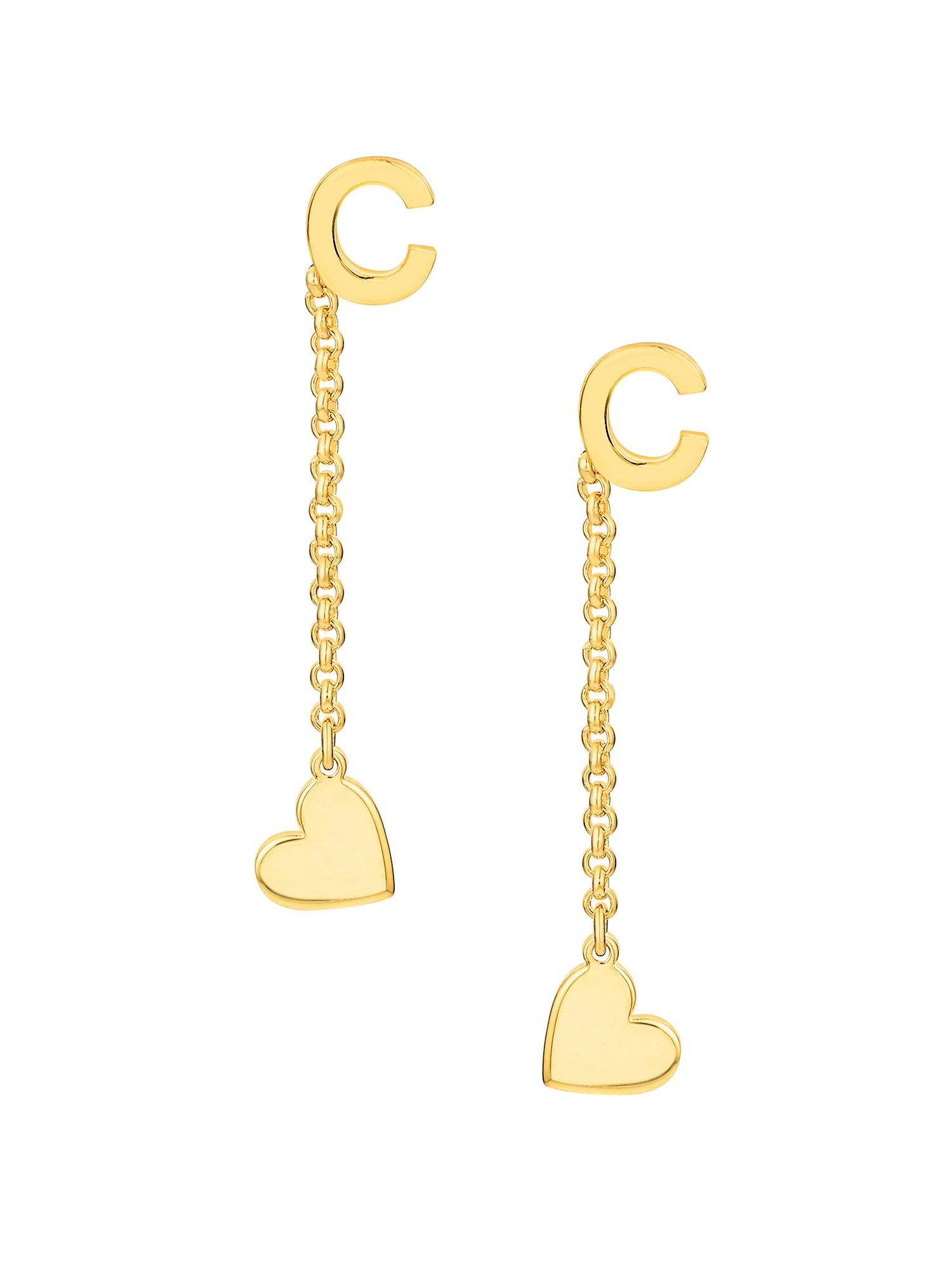 Personalized Planet Women's Initial Earring with Heart Dangle Button Drop Earrings
