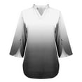 thumbnail image 5 of hxobax Womens Gradient Tunic Tops Split 3/4 Length Sleeve Tshirts Henley V Neck Shirts Summer Blouse, 5 of 7