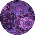 thumbnail image 1 of Ahgly Company Machine Washable Indoor Round Transitional Purple Iris Purple Area Rugs, 3' Round, 1 of 7