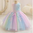 thumbnail image 4 of WOYY Girl Sleeveless Rainbow Tulle Princess Dress Birthday Party Wedding Dress, Sizes 3-12, 4 of 7
