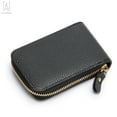 thumbnail image 3 of Gustave Women Men Leather Credit Card Holder RFID Blocking Spacious Zipper Card Wallet Small Purse with ID Window Pocket (Black), 3 of 10