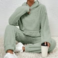 thumbnail image 3 of BONIXOOM Family Christmas Pajamas Womens Christmas Pajamas Loungewear Drawstring Long Sleeve Solid Sleepwear Sets Green S, 3 of 5