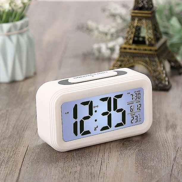 Reloj despertador digital, reloj despertador digital Reloj de pared Pantalla grande Reloj despertador digital LED con fecha, para oficina en casa digital 13,6*4,6*7,5 cm(blanco)