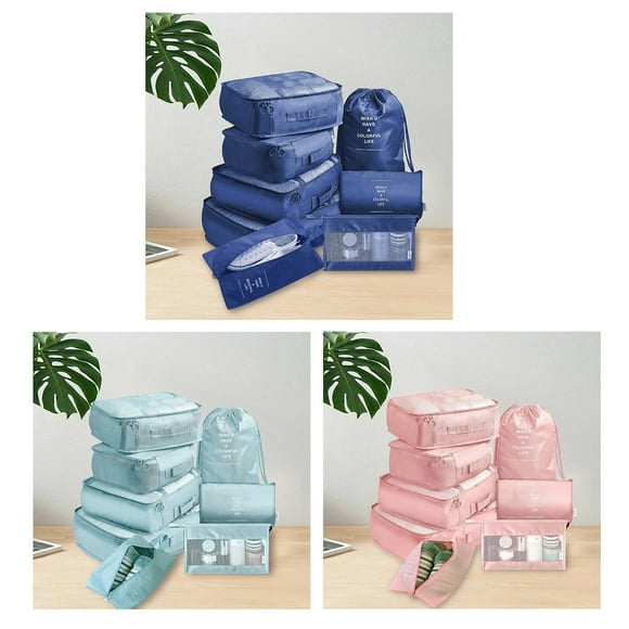 Vaidha Packing Cubes 8 Sets Travel Luggage Organizers Include Shoe Storage Bag Convenient Packing Pouches For Travellers