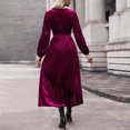 thumbnail image 4 of FcBaudy Robe à Manches Longues Col en V, Robes d'Été pour Femmes, Robes Femmes Couleur Unie Robe en Velours Manches Longues Robe Femmes, 4 of 9