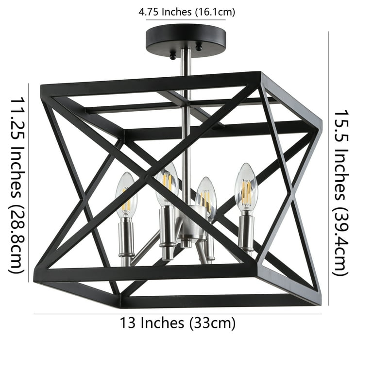 Safavieh Matias 13-in Black/Nickel Modern/Contemporary LED Semi-flush Mount Light Safavieh Matias 13-in Black/Nickel Modern/Contemporary LED Semi-flush Mount Light