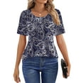 thumbnail image 3 of Fantaslook Blouses for Women Pleated Short Sleeve Tunic Tops Dressy Casual Summer Shirts, 3 of 8