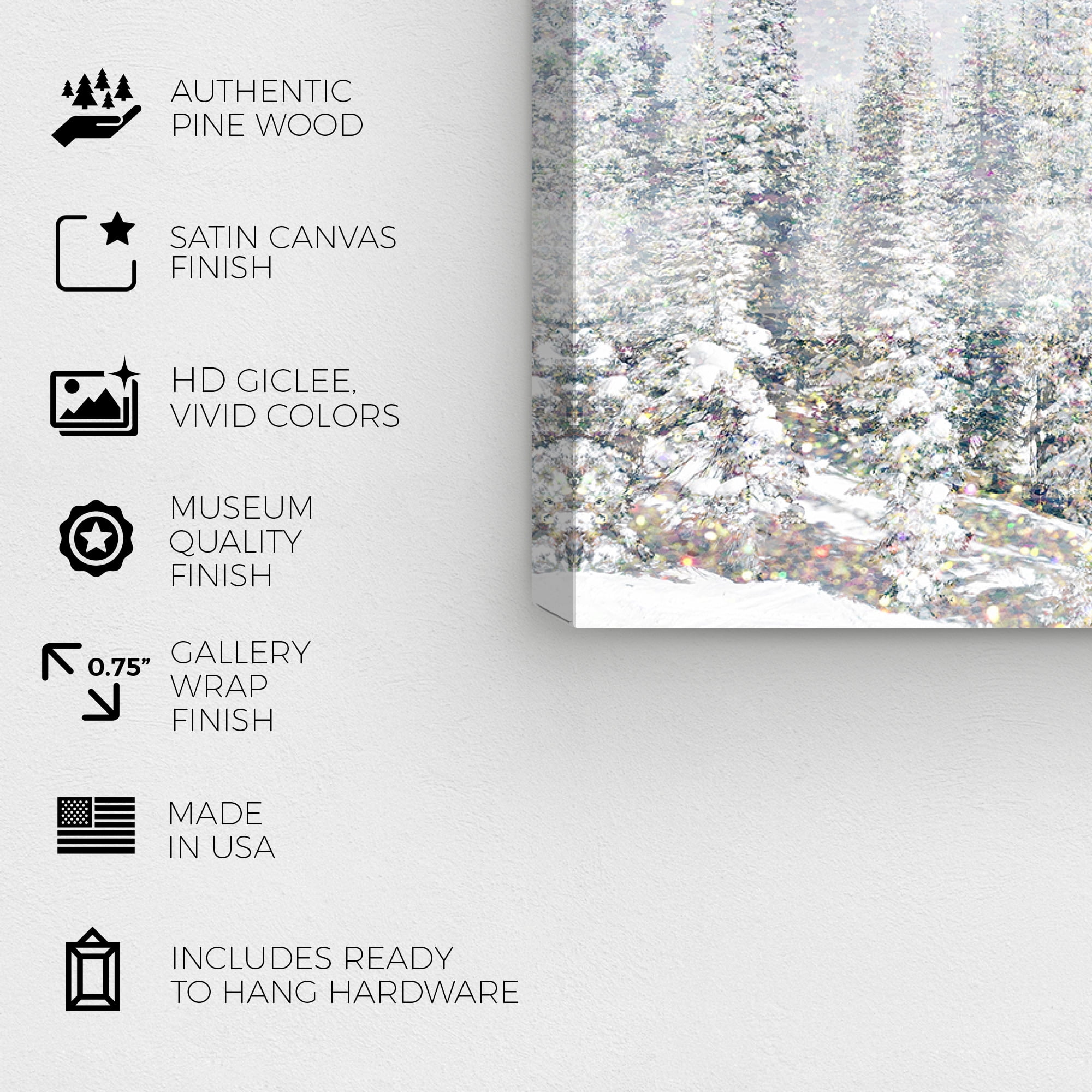 Wynwood Studio Holiday and Seasonal Wall Art Canvas Prints 'Magic Snow Trees' Winter Home Décor - Gray, White, 30" x 20"