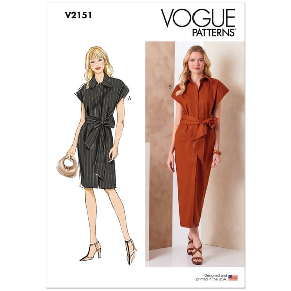 Vogue Sewing Pattern 2151 - Misses' Shirtdress in Two Lengths and Sash, Size: K5(8-16)