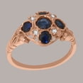thumbnail image 3 of LBG British Made 14k Rose Gold ring with Natural Sapphire & Diamond Womens Statement Ring - 33 size options - Size 11, 3 of 7