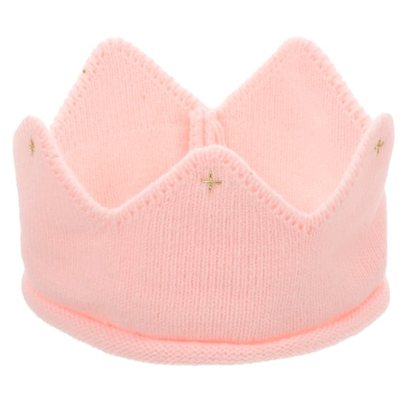 Pixnor Baby Kids Girls Warm Winter Knitted Hat Crown Knit Headband (Pink)
